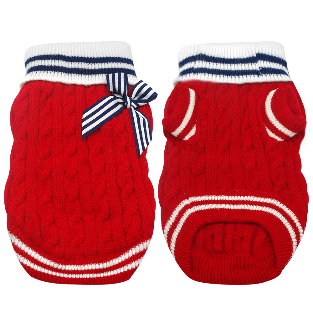 Knitted sweater with bowtie